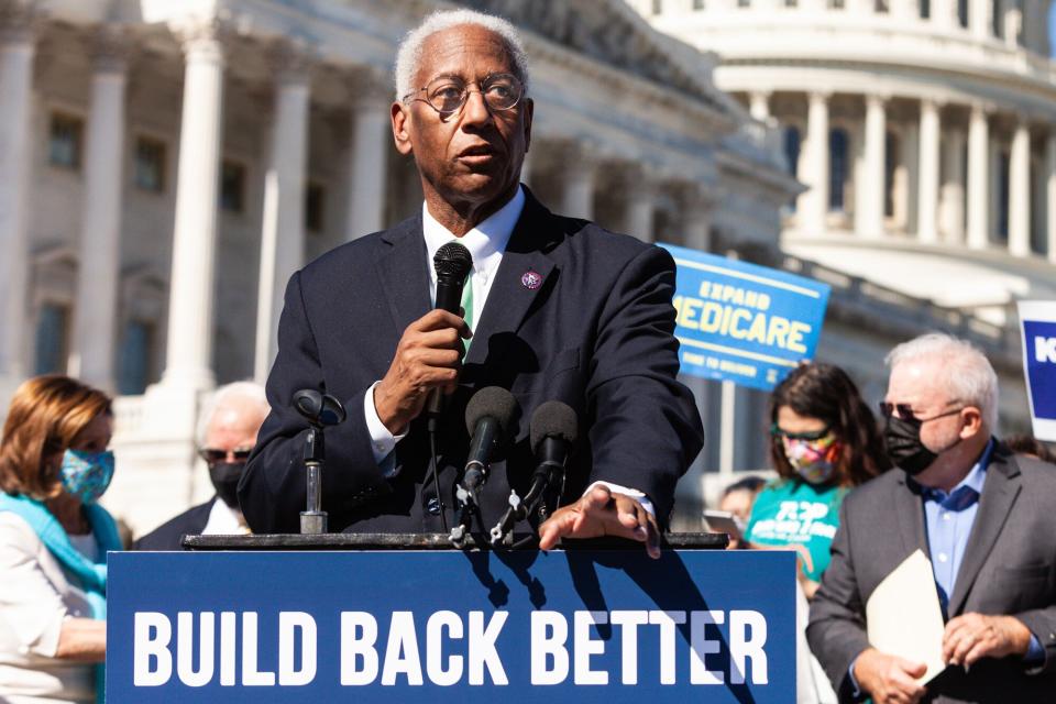 Congressman Donald McEachin (D-VA) speaks during a press conference by House Speaker Nancy Pelosi and other Democratic Representatives with leaders of many faiths on the Build Back Better Act. The legislation contains many of the Bident Administration's policy priorities, including social programs like child care subsidies and paid leave, as well as climate solutions. Pelosi, faith leaders speak on the Build Back Better Act, Washington, United States - 20 Oct 2021