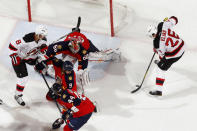 SUNRISE, FL - APRIL 21: Marco Sturm #16 of the Florida Panthers breaks awway from Ilya Kovalchuk #17 of the New Jersey Devils in Game Five of the Eastern Conference Quarterfinals during the 2012 NHL Stanley Cup Playoffs at the BankAtlantic Center on April 21, 2012 in Sunrise, Florida. The Panthers defeated the Devils 3-0. (Photo by Joel Auerbach/Getty Images)