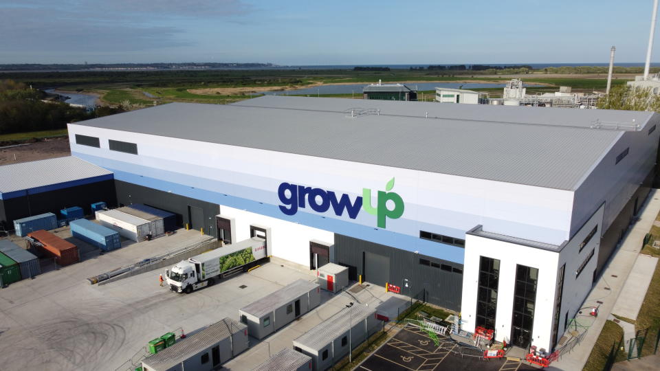 GrowUp Farms newest vertical farm is near Sandwich in Kent. It combines innovative farming technology with renewable energy.