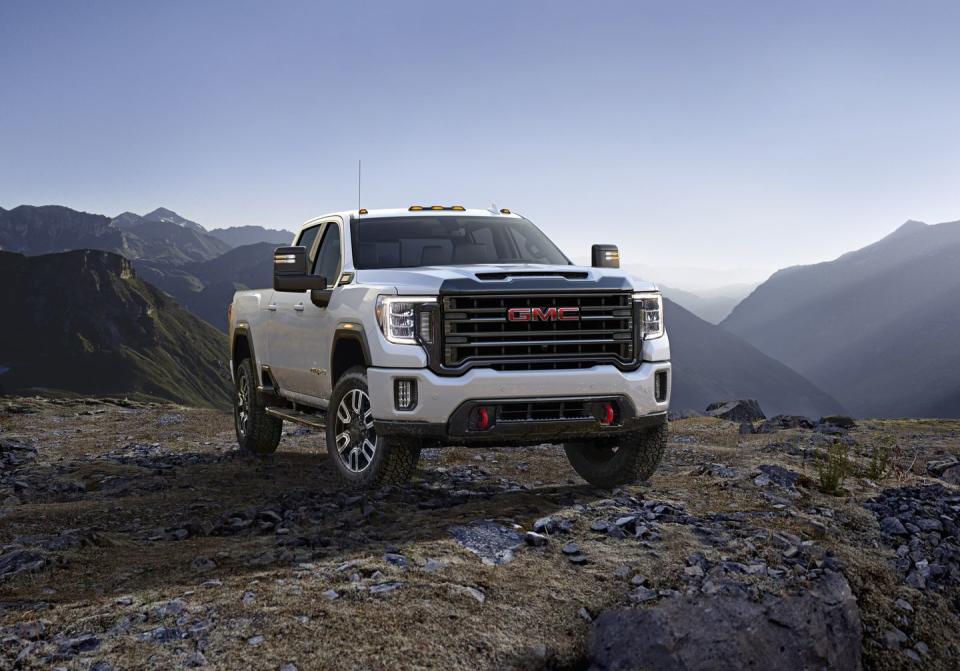 <p>General Motors has redesigned its Heavy Duty trucks for 2020, so both the Chevrolet Silverado HD and its brother, the GMC Sierra HD, have evolved. The mack-daddy <a href="https://www.caranddriver.com/gmc/sierra-2500hd-3500hd" rel="nofollow noopener" target="_blank" data-ylk="slk:GMC Sierra HD;elm:context_link;itc:0;sec:content-canvas" class="link ">GMC Sierra HD</a> three-quarter-ton 2500 and one-ton 3500 can be equipped with 6.6-liter Duramax diesel V-8 that boasts 445 horsepower and 910 lb-ft of torque. Yes, it's the same engine that's under the hood of the Chevrolet Silverado HD. And it's backed by the same Allison 10-speed automatic transmission as in that truck.</p><ul><li>Base price: $49,910 </li><li>Engine: 445-hp turbocharged 6.6-liter diesel V-8 engine, 10-speed automatic transmission</li><li>EPA Fuel Economy: Heavy-duty pickup trucks such as the Sierra 2500HD/3500HD are exempt from federal fuel-economy standards.</li><li>Max Towing: 18,500 lb (2500HD Crew Cab) 20,000 (3500HD Crew Cab)</li></ul><p><a class="link " href="https://www.caranddriver.com/gmc/sierra-2500hd-3500hd/specs" rel="nofollow noopener" target="_blank" data-ylk="slk:MORE SIERRA HD SPECS;elm:context_link;itc:0;sec:content-canvas">MORE SIERRA HD SPECS</a></p>