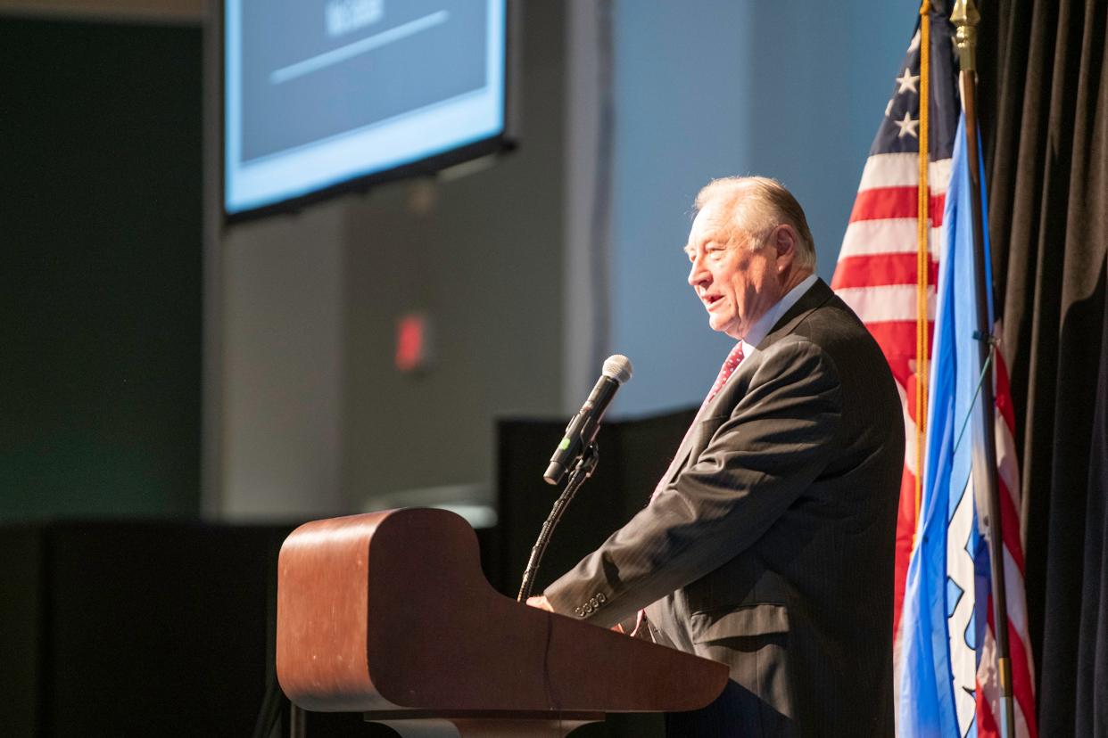 Pueblo Mayor Nick Gradisar delivers the 2023 State of the City address at the Pueblo Convention Center on Friday, Jan. 13, 2023.