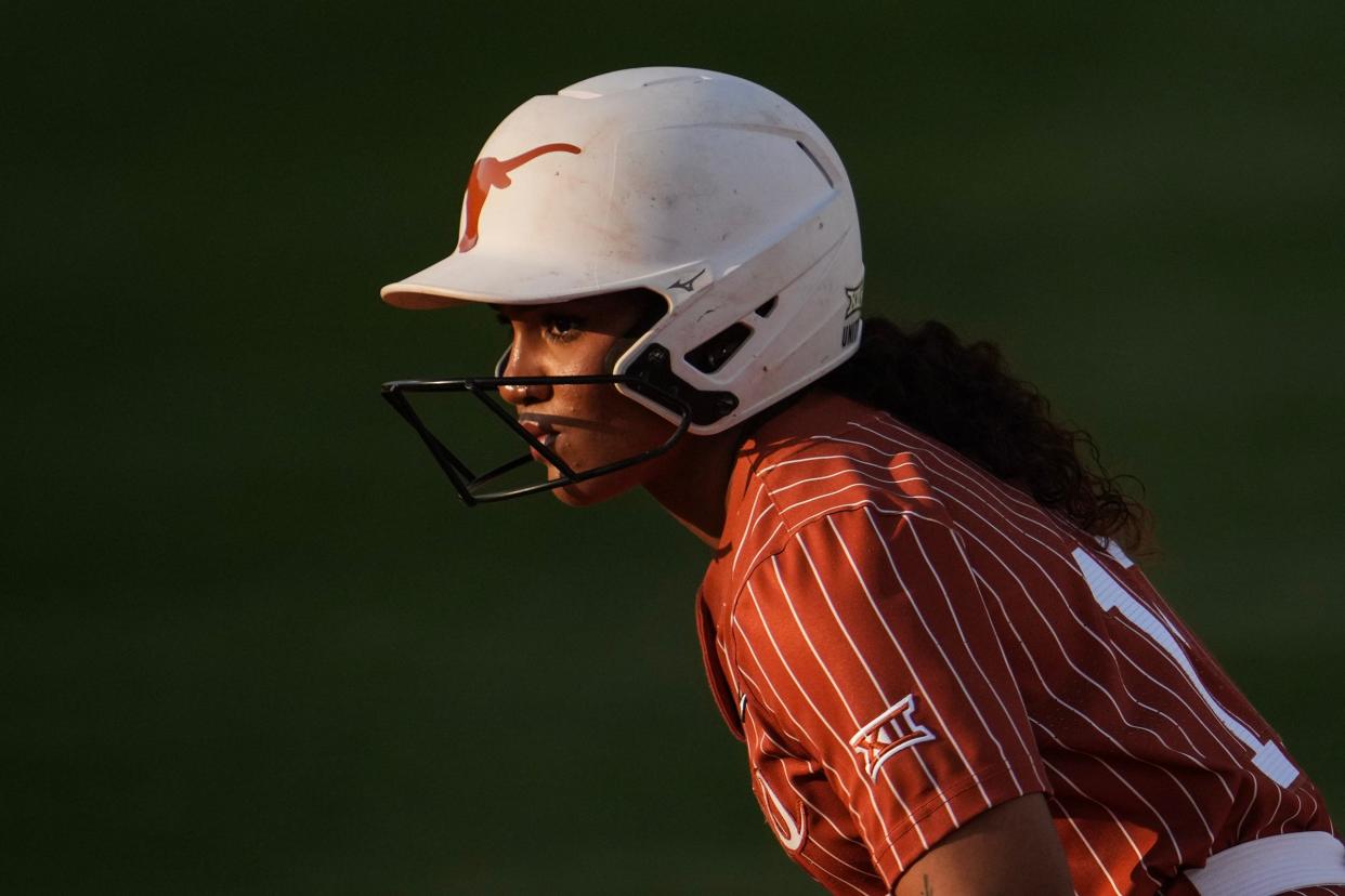 Texas' Mia Scott had two hits in Tuesday's loss to LSU, but the unbeaten Tigers held on for a 7-4 win in  a meeting between to top three-ranked teams.