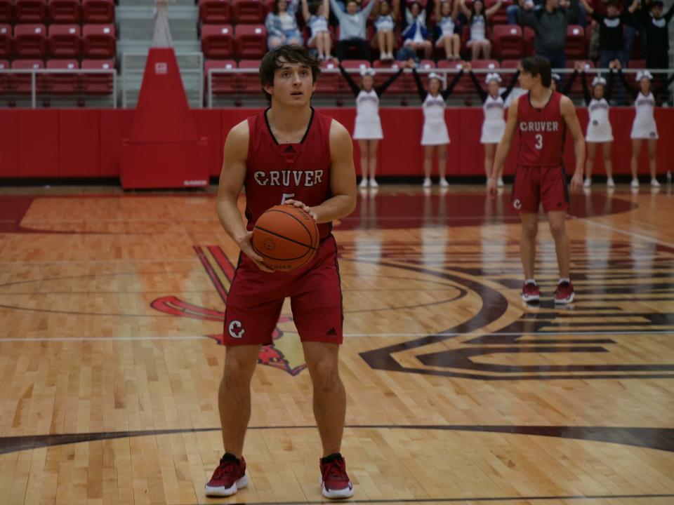 Gruver's Ridge Holland prepares to shoot a free throw against West Texas Stinnett on Friday, February 10, 2023 at the Stinnett Events Center.