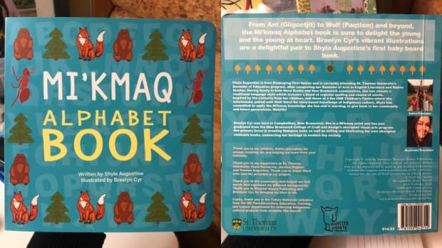 Shyla Augustine did the writing for Mi'kmaq Alphabet Book, while Braelyn Cyr did the illustrations. (Submitted by Shyla Augustine - image credit)