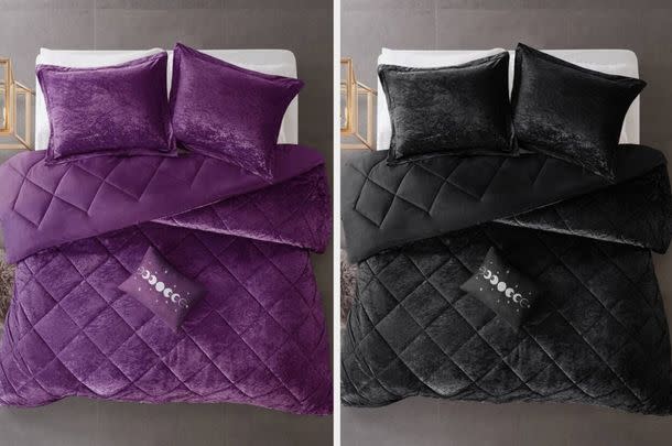 A velvet full-size comforter set made with silky soft material