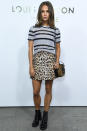 <p><strong>2 October</strong> Alicia Vikander paired a monochrome top with an animal-print skirt and ankle boots. </p>