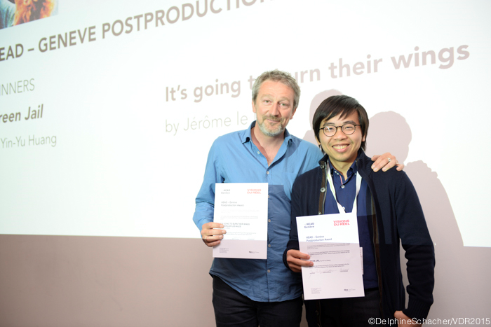 導演黃胤毓（右）帶著《綠色牢籠》參加2015年瑞士真實影展提案並獲首獎。（木林電影提供）