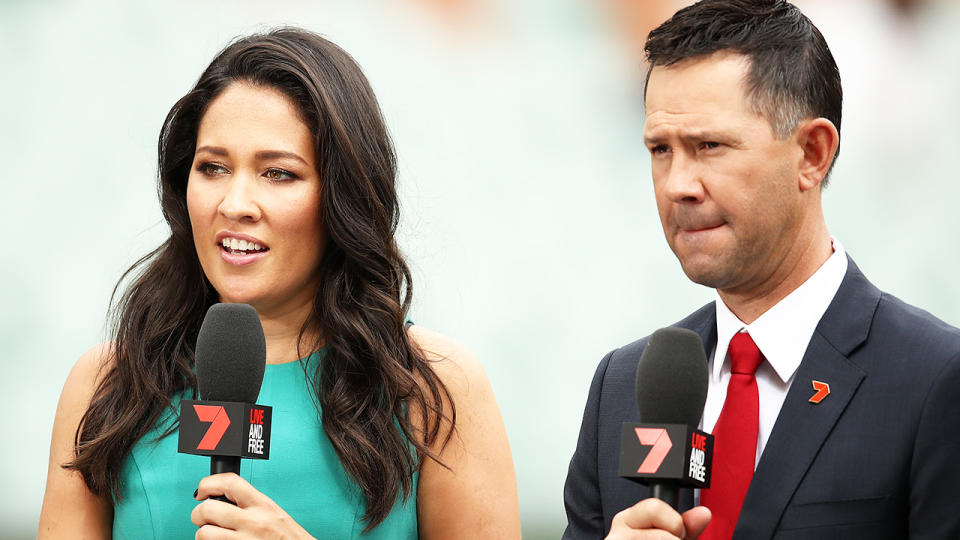 Mel McLaughlin and Ricky Ponting, pictured here during the first Test between Australia and India in 2018.