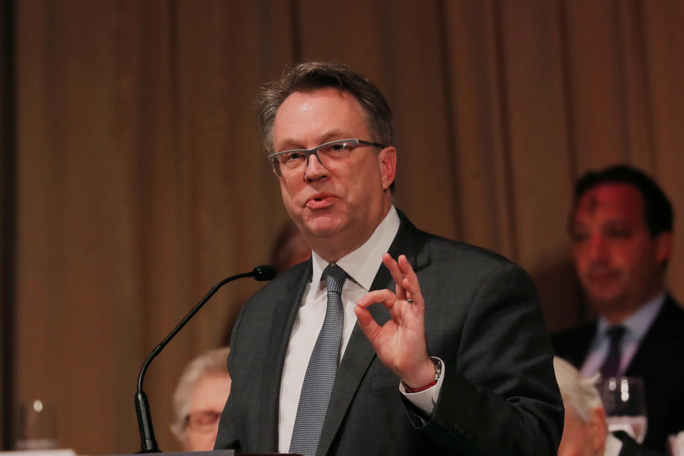 John C. Williams, president and CEO of the Federal Reserve Bank of New York speaks to the Economic Club of New York in the Manhattan borough of New York, U.S., March 6, 2019. REUTERS/Lucas Jackson