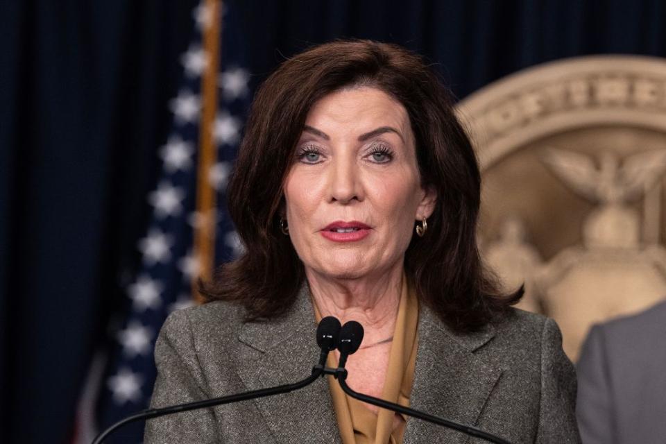 Gov. Kathy Hochul agreed to roll back some pension changes sought by the unions. Lev Radin/Pacific Press/Shutterstock