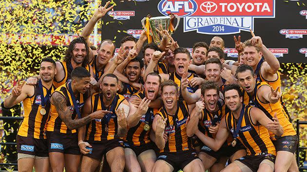 Will it be the Hawks celebrating the AFL premiership again? Image: Twitter