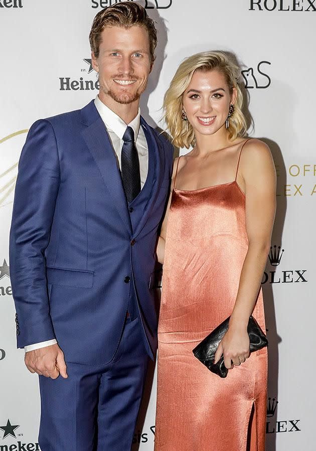 Alex with her Bachelor ex Richie Strahan. Source: Getty