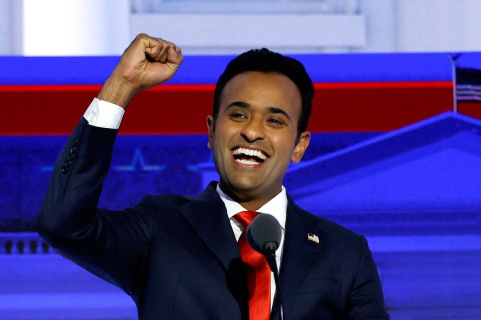 Vivek Ramaswamy arrives to take part in the first Republican Presidential primary debate (Kamil Krzaczynski / AFP via Getty Images)