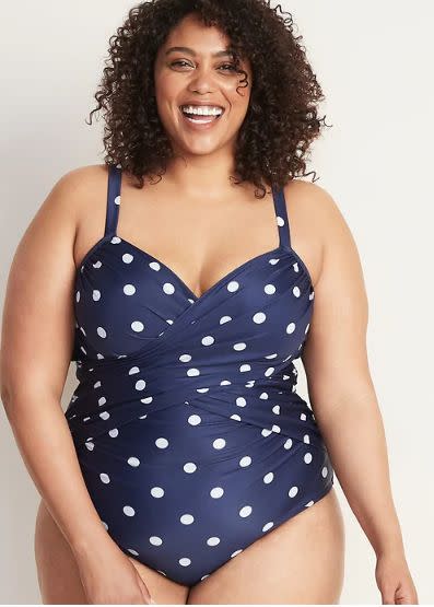 Wrap-Front Secret-Slim Plus-Size Swimsuit