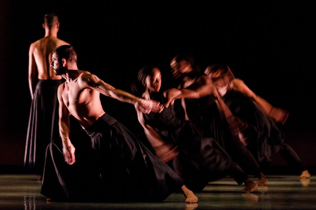 <p>Dancers from the Akram Khan Company perform ‘Kaash’ at Sadler’s Wells</p> (Getty)
