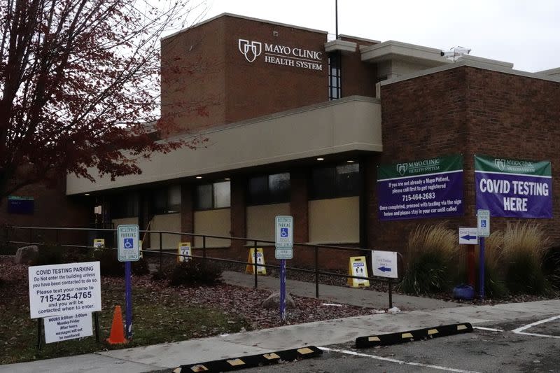 A general view of a COVID-19 testing site at Mayo Clinic Health System Red Cedar as the coronavirus disease (COVID-19) outbreak continues in Menomonie