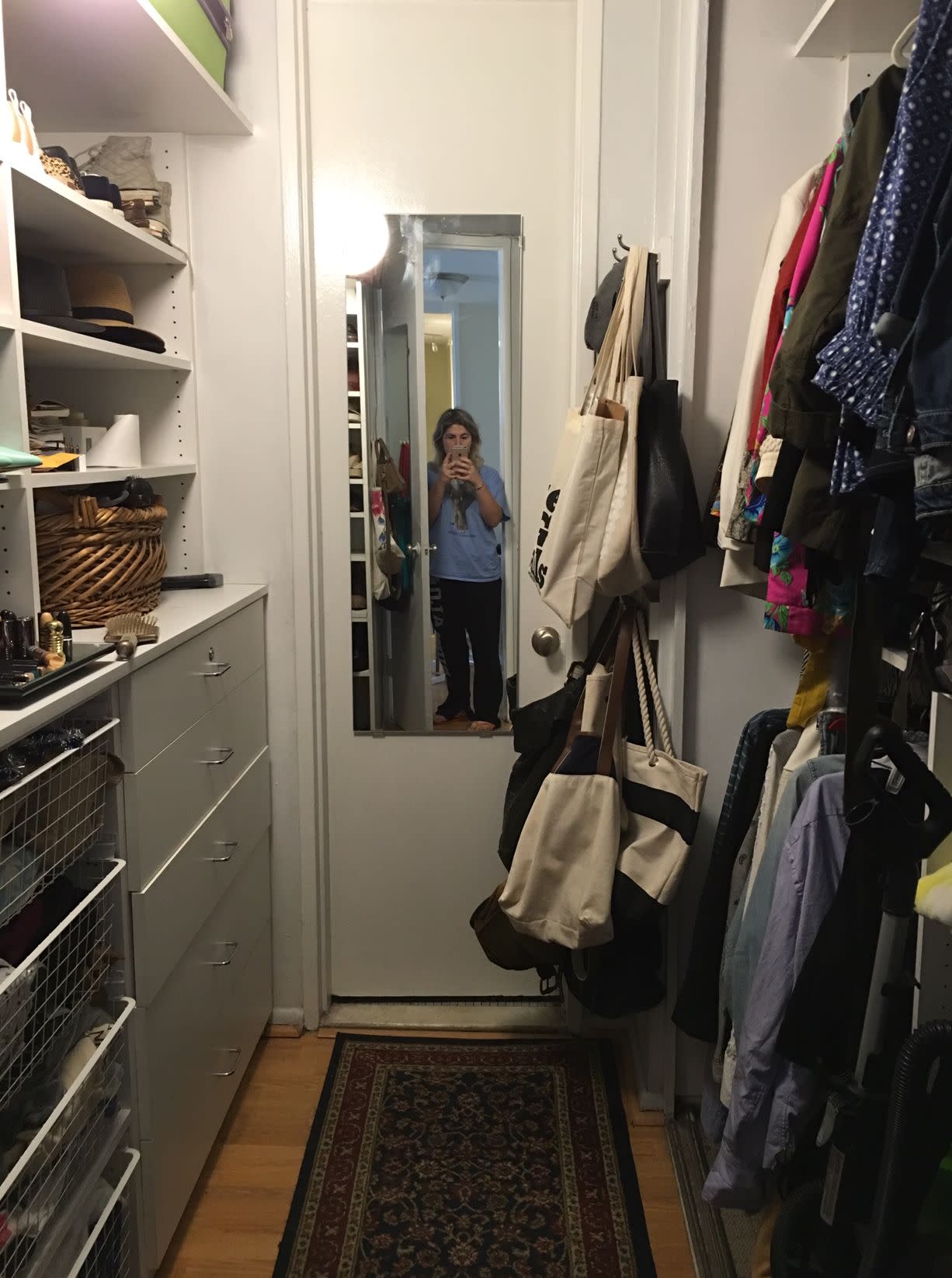 The author in her closet in 2016. Notice the amount of tote bags.&nbsp; (Photo: )