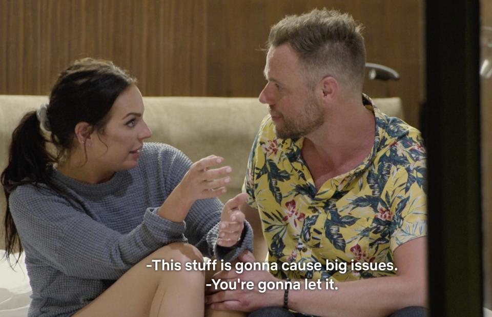 Danielle saying, "This stuff is gonna cause big issues," and Nick responding, "You're gonna let it"