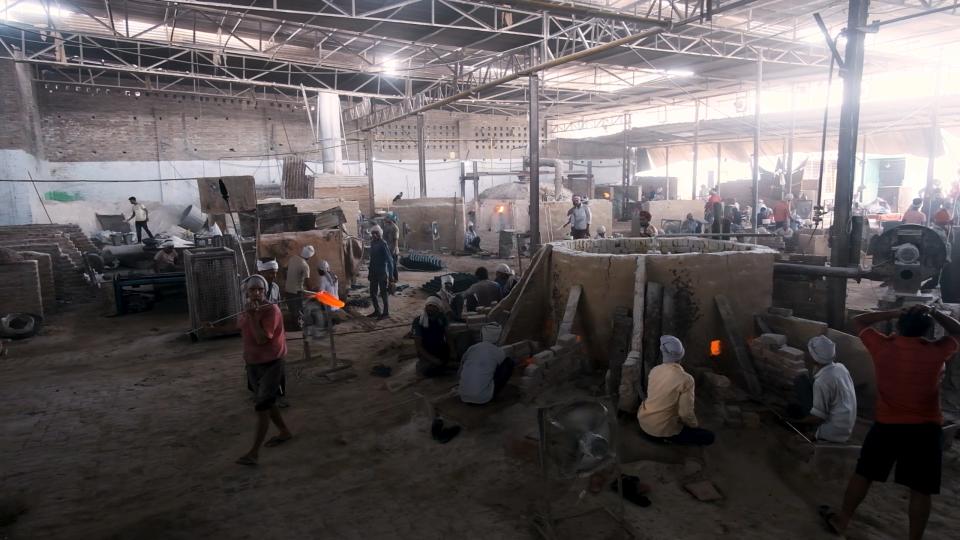 Artisans at work in Bangle factory