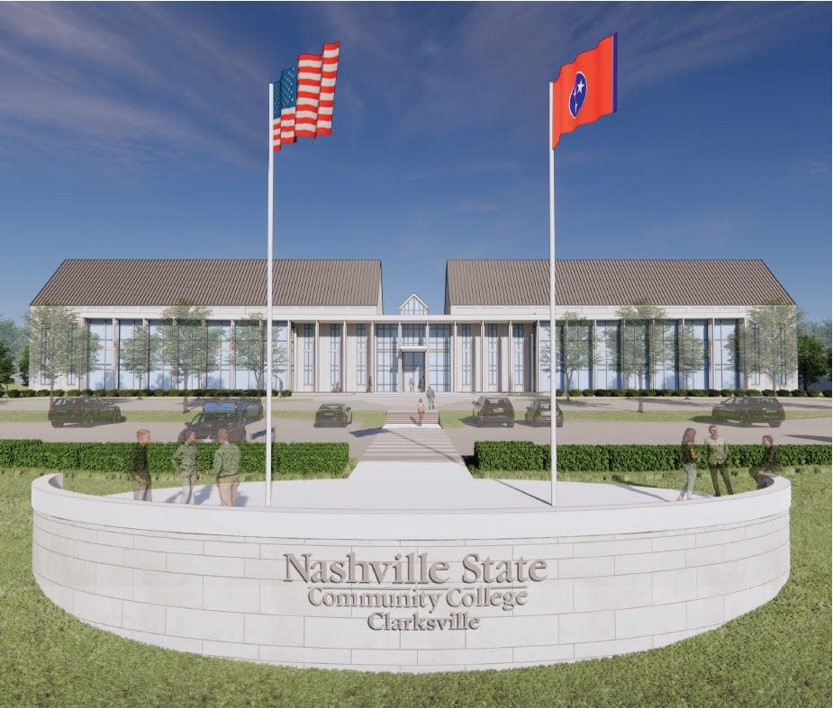 A rendering shows the front of a new building planned for the Nashville State Community College Clarksville campus.