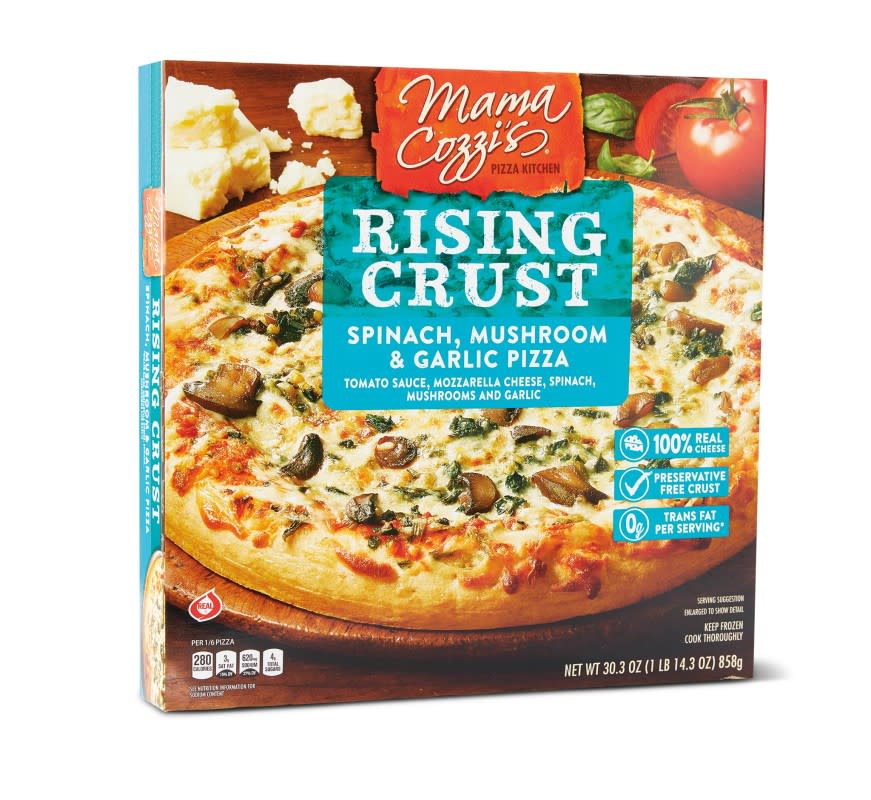 Mama Cozzi's Pizza Kitchen Spinach, Mushroom & Garlic Pizza<p>Aldi</p>