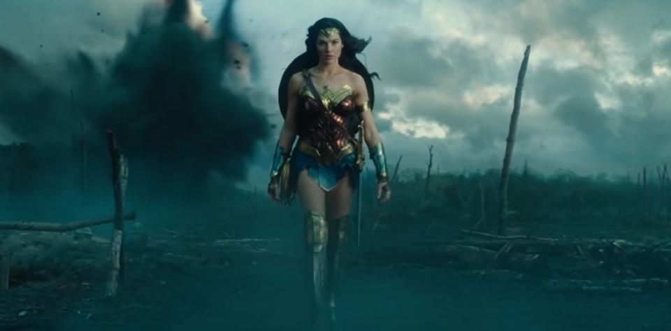 Diana walking through No Man's Land in "Wonder Woman"