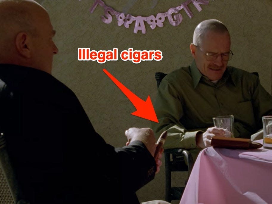 Walter smoking illegal cigars on AMC's "Breaking Bad."