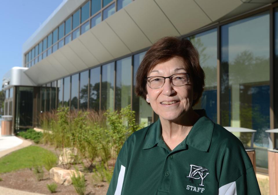 Dennis-Yarmouth School District Superintendent Carol Woodbury retired June 30 after 18 years. On her last day of work, she stood outside the new Dennis-Yarmouth Intermediate/Middle School in South Yarmouth as she took a break from packing up her office.