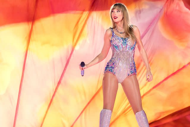 Christopher Polk/Penske Media via Getty Taylor Swift performing at the Eras Tour in Las Vegas on March 24, 2023