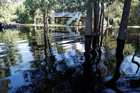 FILE PHOTO: Water from the flooded Waccamaw River surrounds a house in the aftermath of Hurricane Florence now downgraded to a tropical depression in Conway, South Carolina, U.S. September 19, 2018. REUTERS/Randall Hill