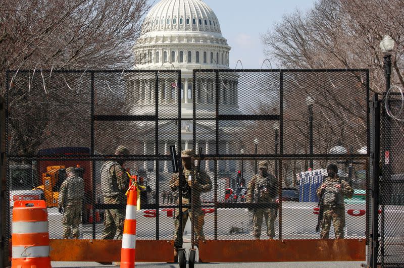 FILE PHOTO: National Guard soldiers stand guard near the U.S. Capitol in Washington