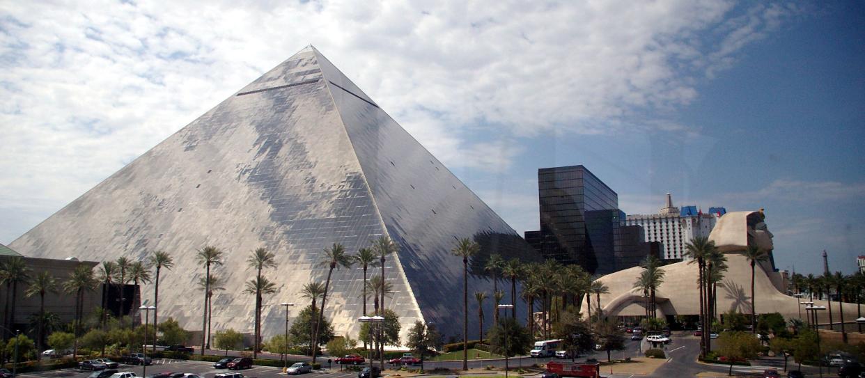 The Luxor hotel and casino in Las Vegas featuring the famous 30-story pyramid.