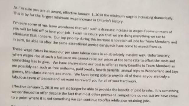 Tim Hortons heirs cut paid breaks and worker benefits after minimum wage  hike, employees say : r/ontario