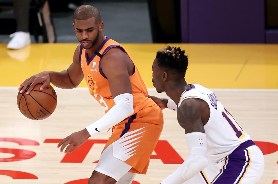 LOS ANGELES, CALIFORNIA - MAY 30: during the second half of Game Four of the Western Conference first-round playoff series at Staples Center on May 30, 2021 in Los Angeles, California.  NOTE TO USER: User expressly acknowledges and agrees that, by downloading and or using this photograph, User is consenting to the terms and conditions of the Getty Images License Agreement.  (Photo by Sean M. Haffey/Getty Images)