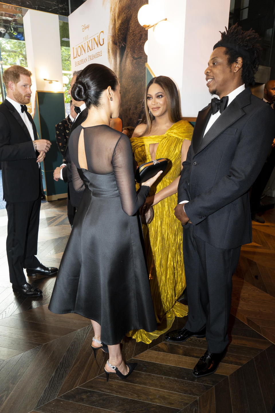 July 2019: The Duke and Duchess of Sussex meet Beyonce and Jay-Z at the European premiere of Disney's 'The Lion King'