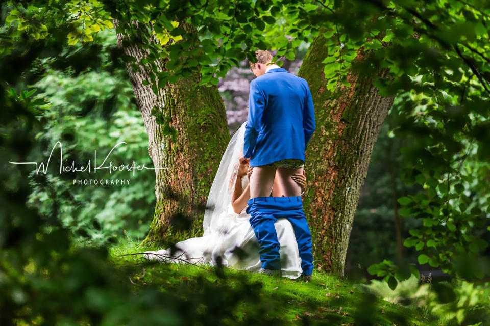 The couple were captured simulating oral sex in a forest [Photo: CEN]