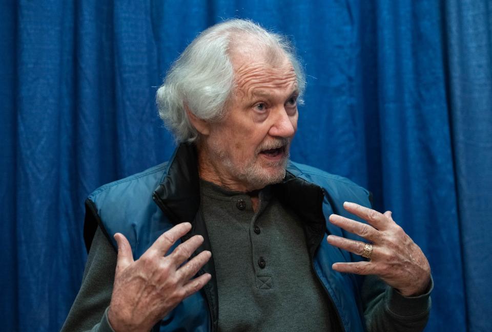 Actor Andrew Robinson, known for his portrayals of Scorpio in Dirty Harry and Elim Garak in Star Trek: Deep Space Nine, talks about his career during Pensacon at the Pensacola Bay Center on Friday, Feb. 23, 2024.