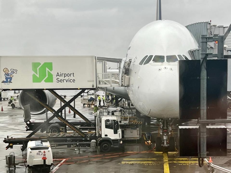 Singapore’s Airbus A380 at Frankfurt airport.