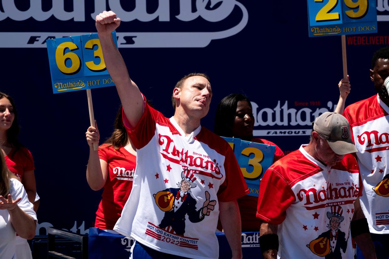 Joey Chestnut wins the  2022 Nathan's Hot Dog Eating Contest.