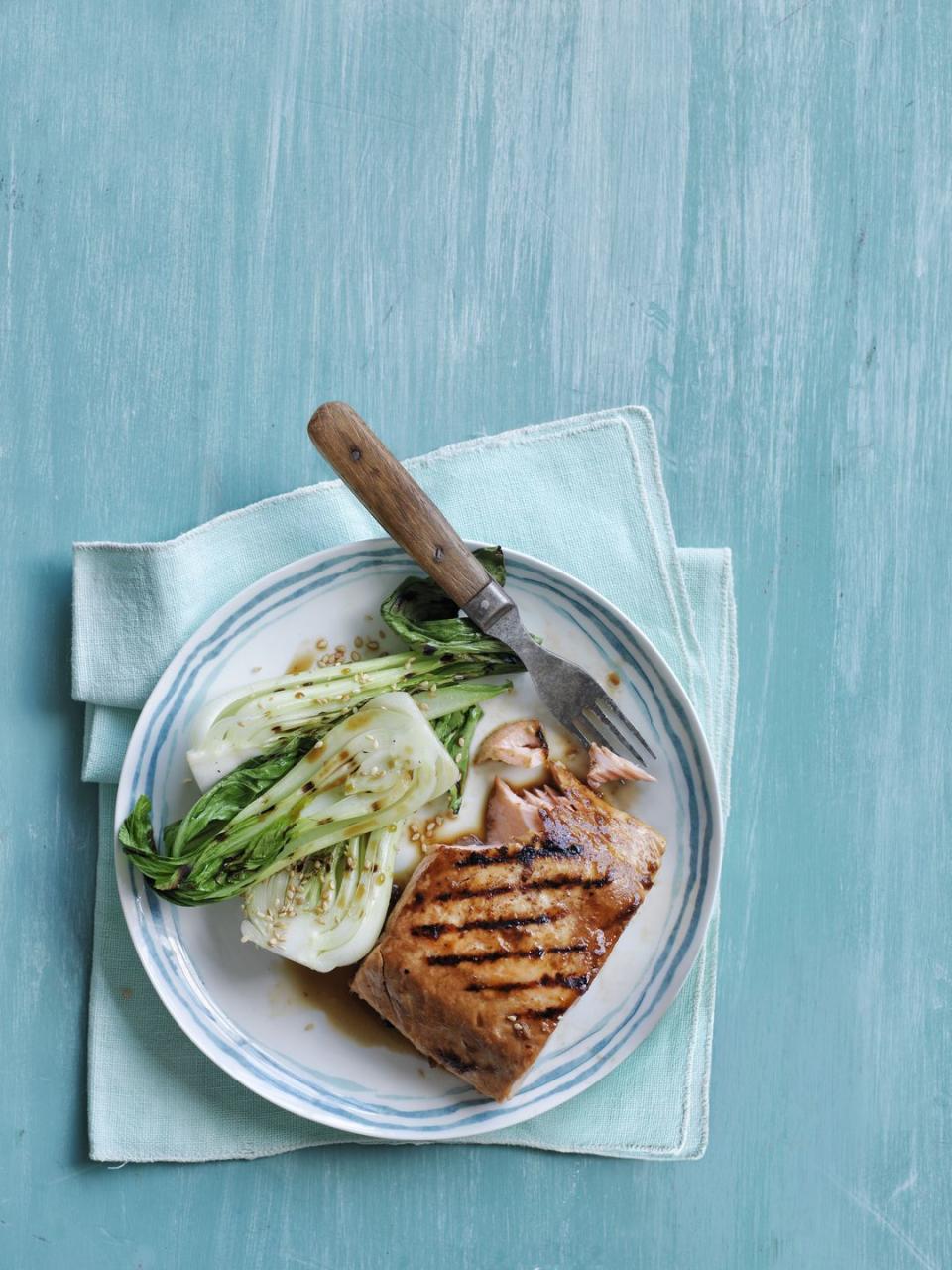 heart healthy recipes soy glazed salmon and bok choy