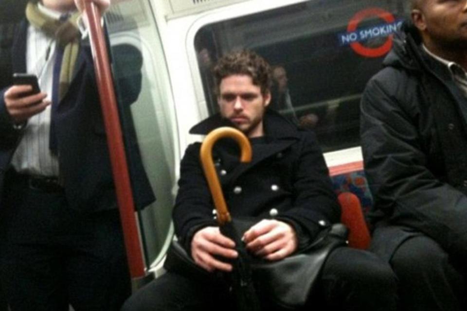 No-nos: Game Of Thrones star Richard Madden manspreading on the Bakerloo line