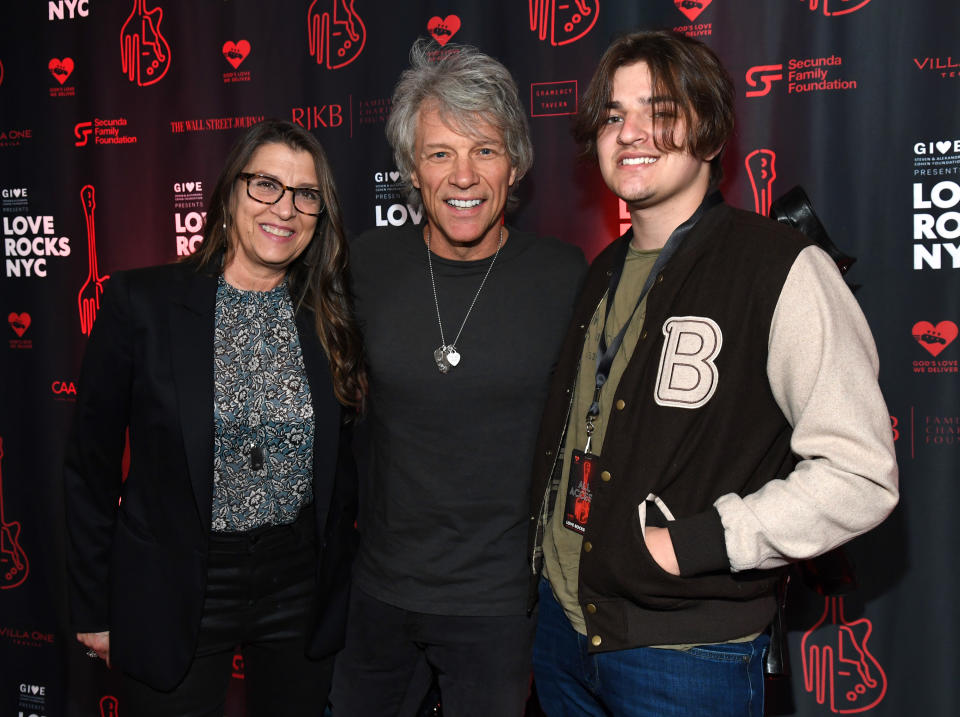 NEW YORK, NEW YORK - JUNE 03: (L-R) Dorothea Hurley, Jon Bon Jovi, and Romeo Bongiovi appear at the Fifth Annual LOVE ROCKS NYC Benefit Concert Livestream for God’s Love We Deliver at The Beacon Theatre on June 03, 2021 in New York City. (Photo by Kevin Mazur/Getty Images LOVE ROCKS NYC/God's Love We Deliver)