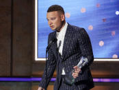 Kane Brown accepts the Artist of the Year Award at 2019 CMT Artists of the Year at Schermerhorn Symphony Center on Wednesday, Oct. 16, 2019, in Nashville, Tenn. (Photo by Al Wagner/Invision/AP)