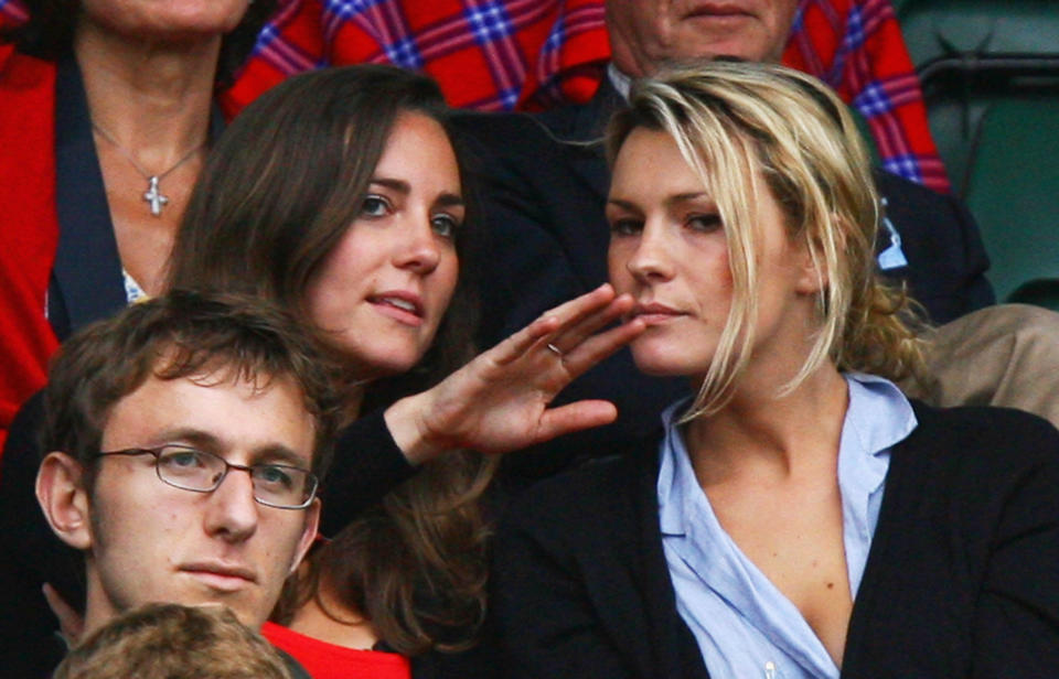 LONDON - JULY 02:  Kate Middleton, girlfriend of Prince William (L) looks on from the crowd during the Men's Singles third round match between Robin Soderling of Sweden and Rafael Nadal of Spain during day seven of the Wimbledon Lawn Tennis Championships at the All England Lawn Tennis and Croquet Club on July 2, 2007 in London, England.  (Photo by Ryan Pierse/Getty Images)