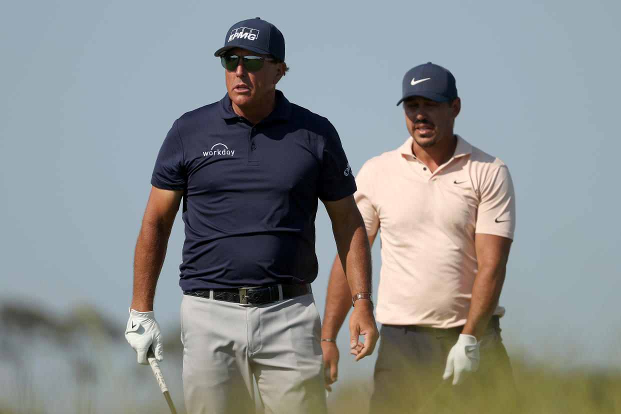Phil Mickelson and Brooks Koepka at the 2021 PGA Championship