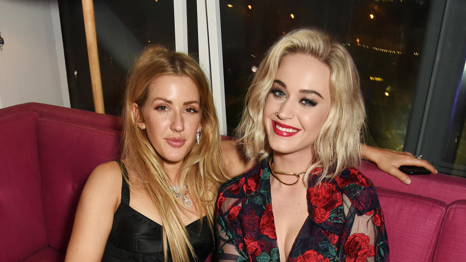 Ellie Goulding and Katy Perry attend the Universal Music BRIT Awards After-Party 2017. (Photo by David M. Benett/Getty Images for Universal, Soho House & Bacardi Rum)
