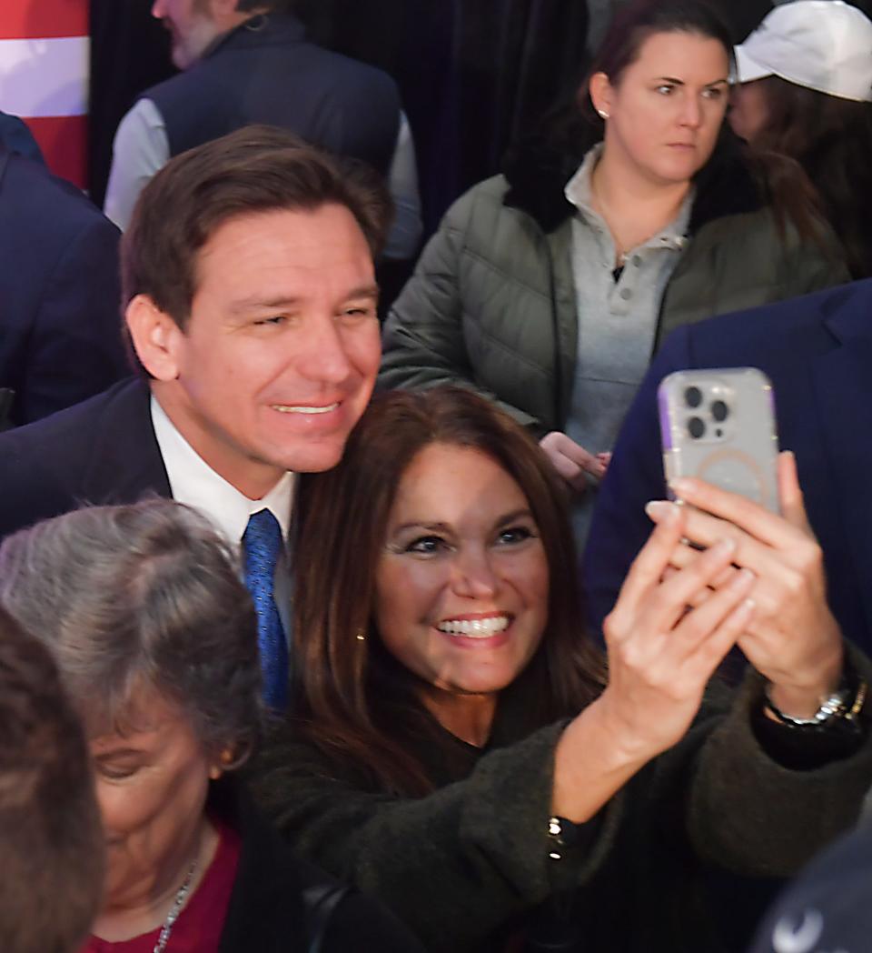 After Monday’s Iowa caucuses Ron DeSantis brought his presidential campaign to South Carolina on Jan. 16, 2024. This is his campaign stop at the Runway Café in Greenville. After the event, DeSantis took the time to greet guests at the event.