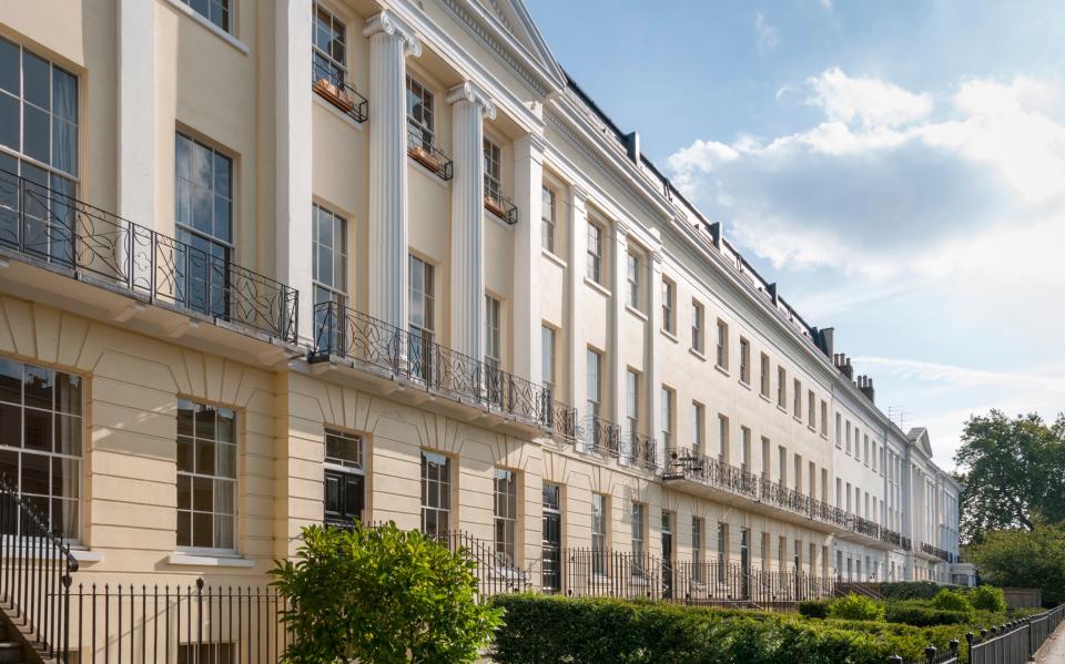 Georgian Style Terraced Town Houses In Cheltenham, England