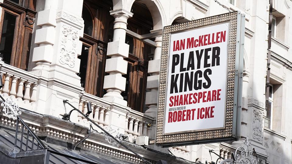 A sign of the "Player Kings" fronted by Ian McKellen in London
