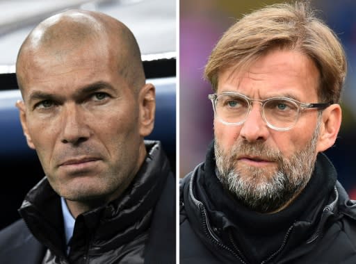 Real Madrid coach Zinedine Zidane (left) and Liverpool boss Jurgen Klopp will pit their wits against each other in the Champions League final